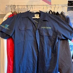 Land Shark Men's Navy Casual Button Down Shirt